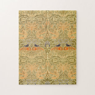 William Morris Peacock Dragon Vintage Arts Crafts Jigsaw Puzzle