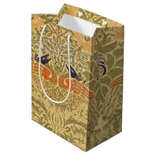 William Morris Peacock Dragon Vintage Arts Crafts Medium Gift Bag