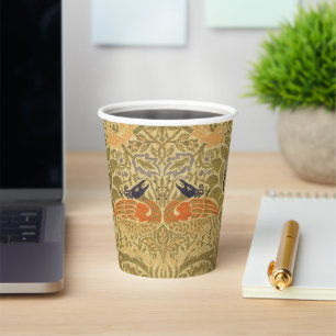 William Morris Peacock Dragon Vintage Arts Crafts Paper Cups