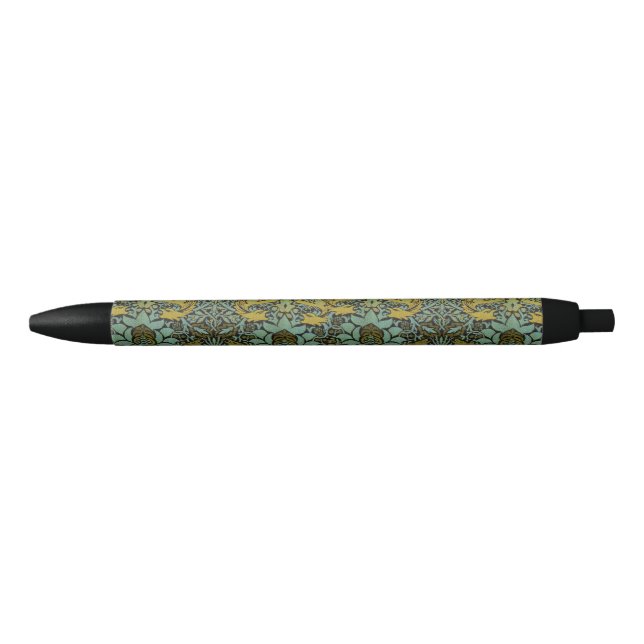 William Morris Peacock Dragon Wallpaper  Black Ink Pen (Front)