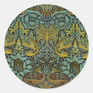 William Morris Peacock Dragon Wallpaper Classic Round Sticker