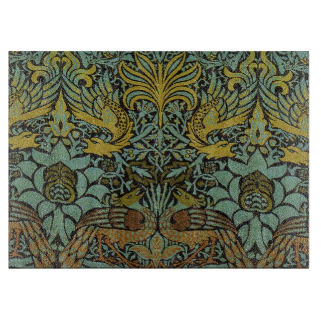 William Morris Peacock Dragon Wallpaper  Cutting Board (Front)