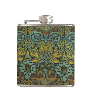 William Morris Peacock Dragon Wallpaper  Hip Flask