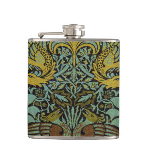 William Morris Peacock Dragon Wallpaper  Hip Flask