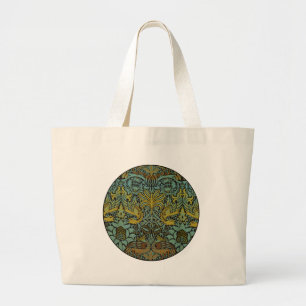 William Morris Peacock Dragon Wallpaper Large Tote Bag