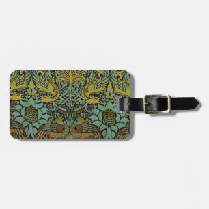 William Morris Peacock Dragon Wallpaper Luggage Tag