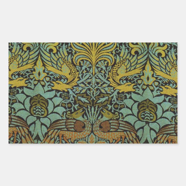 William Morris Peacock Dragon Wallpaper  Rectangular Sticker (Front)