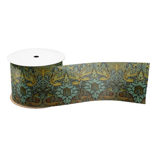William Morris Peacock Dragon Wallpaper  Satin Ribbon (Spool)