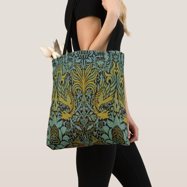 William Morris Peacock Dragon Wallpaper  Tote Bag (Close Up)
