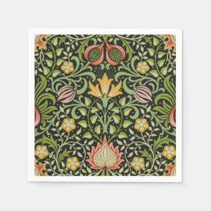 William Morris Persian Black Floral Tile Art Napkin