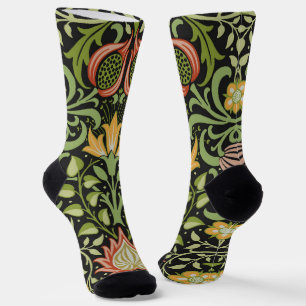 William Morris Persian Black Floral Tile Art Socks