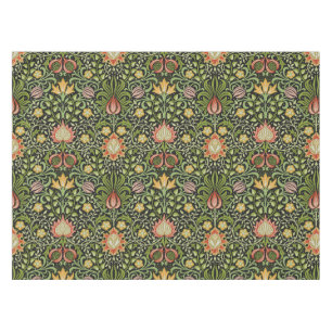 William Morris Persian Black Floral Tile Art Tablecloth
