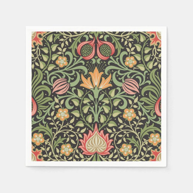 William Morris Persian Floral Antique Napkin (Front)