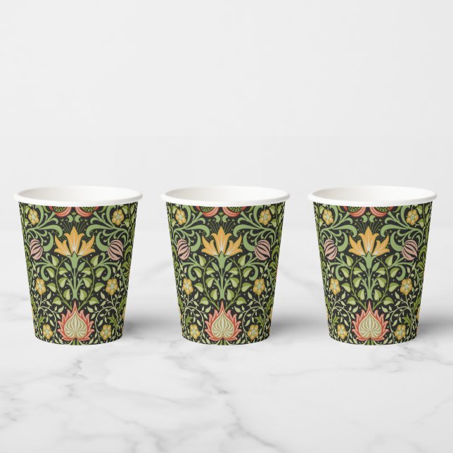 William Morris Persian Floral Botanical Design Paper Cups (Multi)