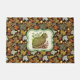 William Morris Personalised Autumn Leaves with Cat Doormat