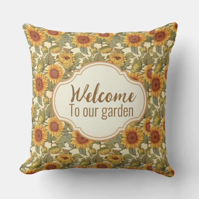 William Morris Personalised Autumn Sunflower Patio Cushion (Front)