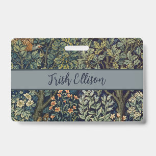 William Morris Pheasant Bird Tree Botanical ID Badge