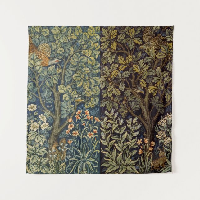 William Morris - Pheasant Bird Tree Botanical Tapestry (Front)