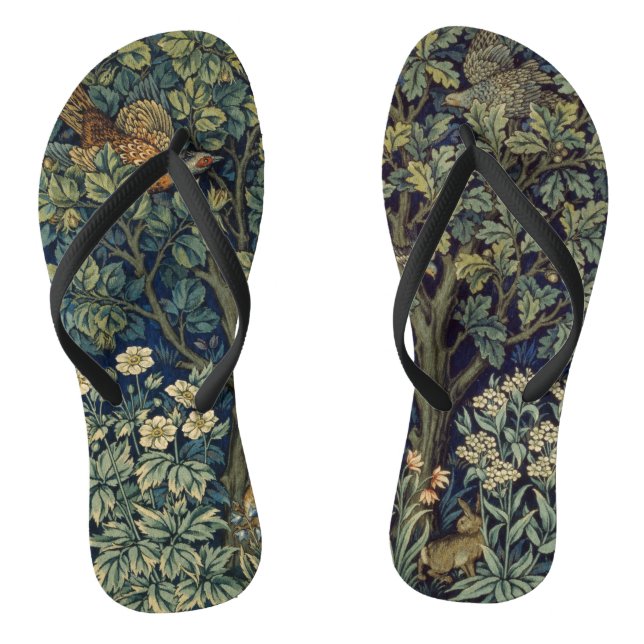 William Morris Pheasant Bird Tree Woodland Jandals (Footbed)