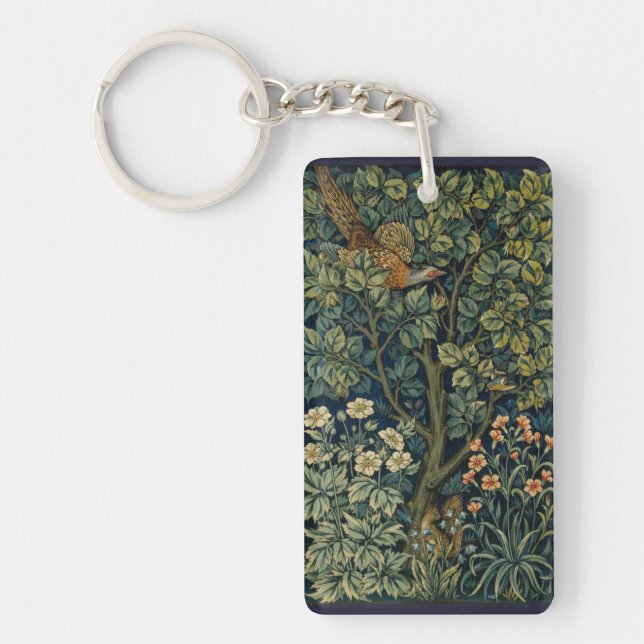 William Morris Pheasant Bird Tree Woodland Key Ring (Front)