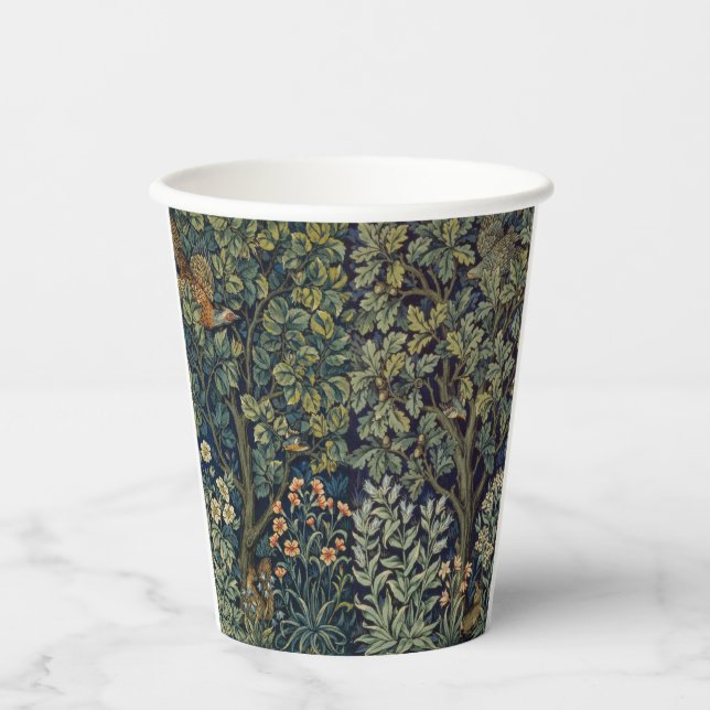 William Morris Pheasant Bird Tree Woodland Paper Cups (Front)