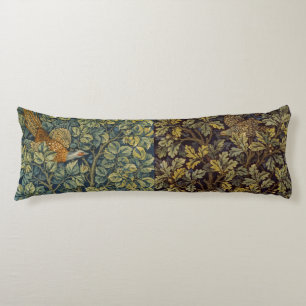 William Morris Pheasant Bird Woodland Tapestry Art Body Cushion