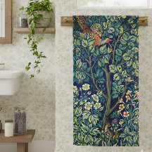 William Morris Pheasant Vintage Art Bathroom Towel
