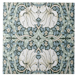 William Morris Pimpernel Blue Intricate Pattern  Tile