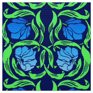 William Morris Pimpernel, Cobalt Blue and Green Fabric