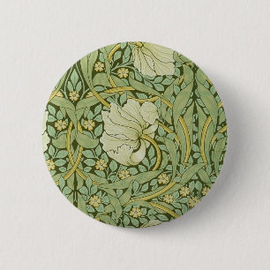 William Morris Pimpernel Floral Blue Wallpaper 6 Cm Round Badge