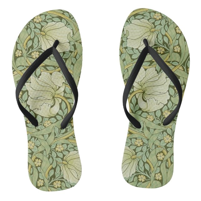 William Morris Pimpernel Floral Blue Wallpaper Jandals (Footbed)