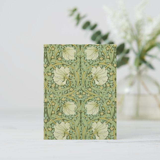 William Morris Pimpernel Floral Blue Wallpaper Postcard (Standing Front)