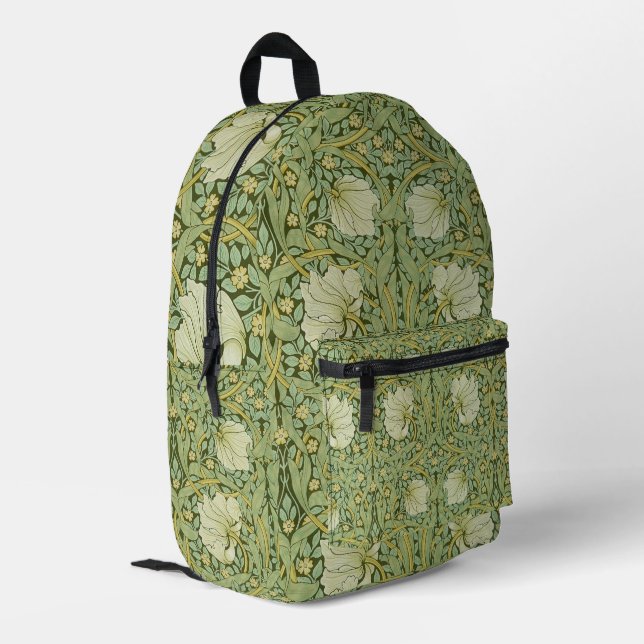 William Morris Pimpernel Floral Blue Wallpaper Printed Backpack (Back Corner Left)