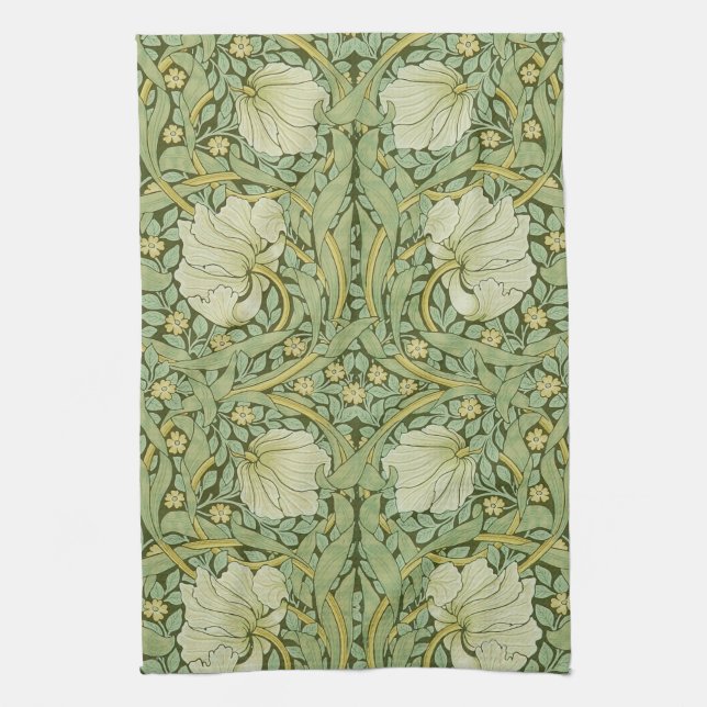 William Morris Pimpernel Floral Blue Wallpaper Tea Towel (Vertical)