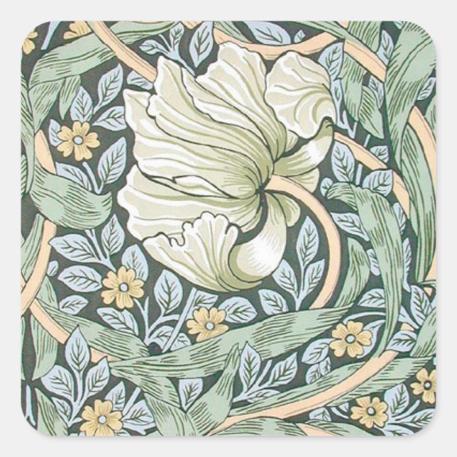 William Morris Pimpernel Floral Wallpaper Square Sticker (Front)