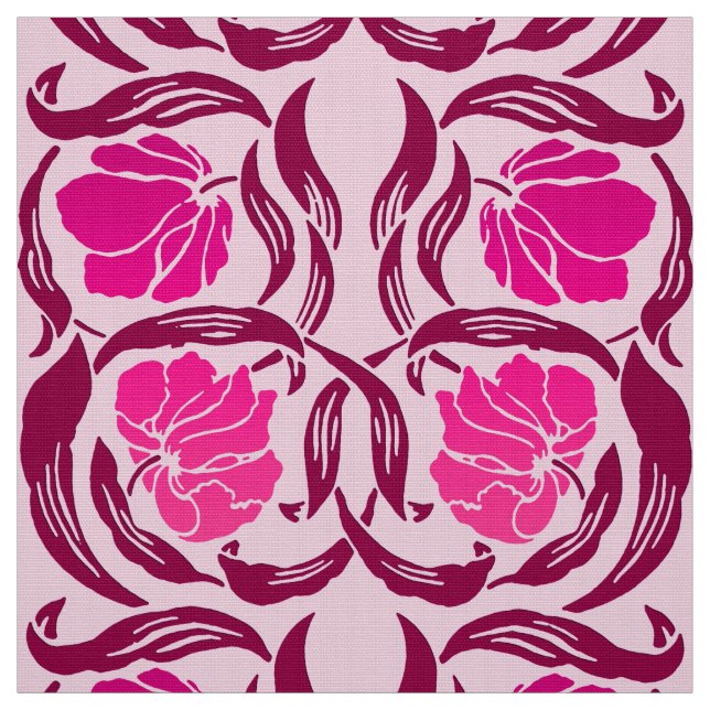 William Morris Pimpernel, Fuchsia & Light Pink Fabric (Swatch)