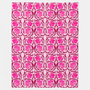 William Morris Pimpernel, Fuchsia & Light Pink Fleece Blanket