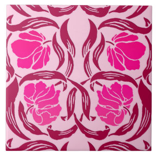 William Morris Pimpernel, Fuchsia & Light Pink Tile