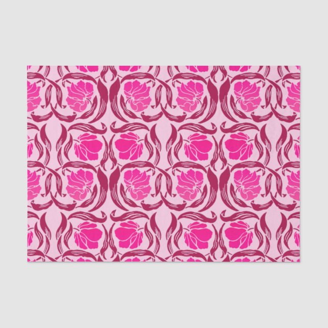 William Morris Pimpernel, Fuchsia & Light Pink Tissue Paper (Front)