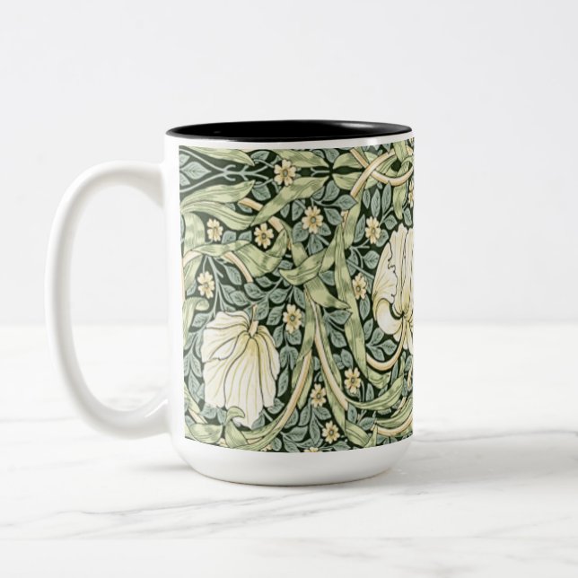 William Morris Pimpernel Green Two-Tone Coffee Mug (Left)