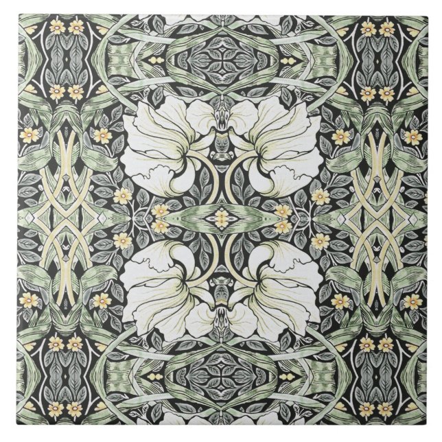 William Morris Pimpernel Intricate Floral Pattern  Tile (Front)