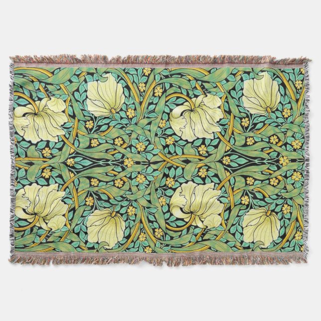 William Morris Pimpernel Mission Style Throw Blanket (Front)