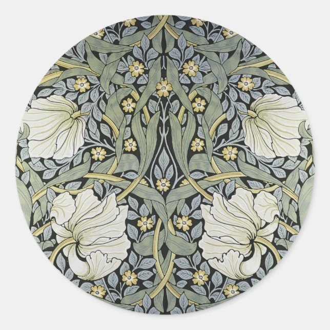 William Morris - Pimpernel  Pattern Design Classic Round Sticker (Front)