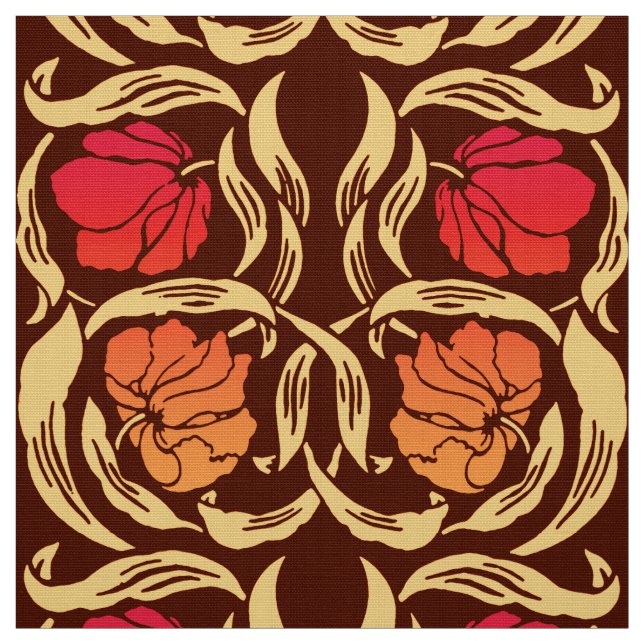 William Morris Pimpernel, Rust Orange and Brown Fabric (Swatch)