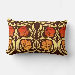 William Morris Pimpernel, Rust Orange and Brown Lumbar Cushion