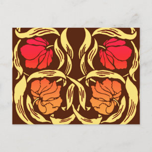 William Morris Pimpernel, Rust Orange and Brown Postcard