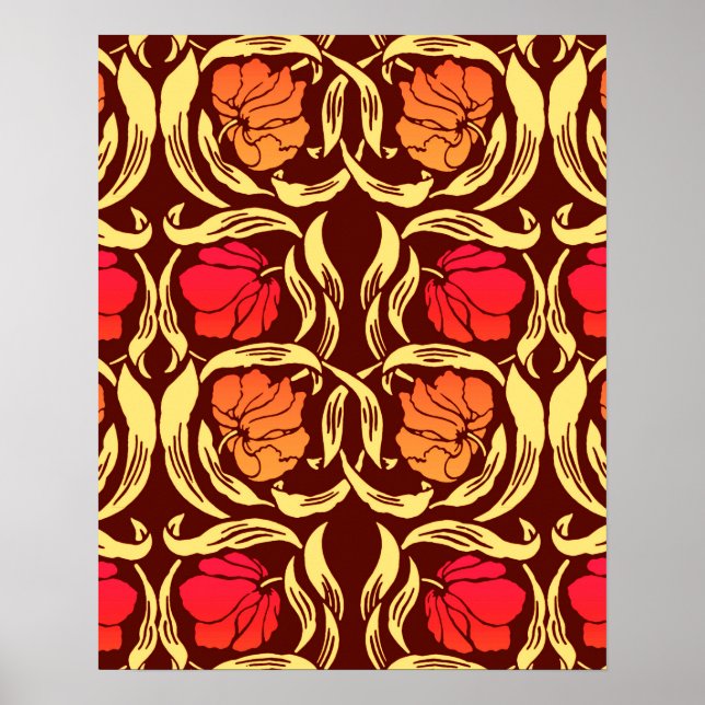 William Morris Pimpernel, Rust Orange and Brown Poster (Front)