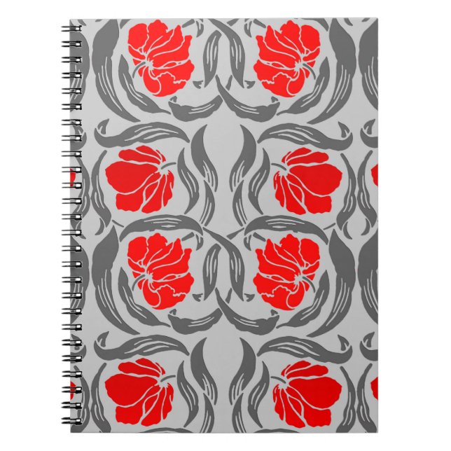 William Morris Pimpernel, Silver Grey and Red Notebook (Front)