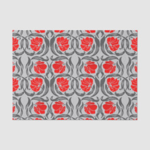 William Morris Pimpernel, Silver Grey and Red Tissue Paper