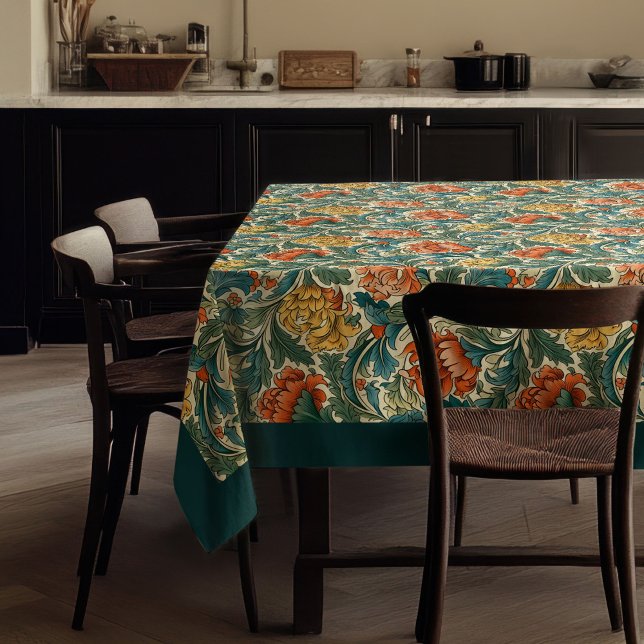 William Morris Pimpernel terracotta pastel blue Tablecloth (William Morris Pimpernel terracotta pastel blue Tablecloth)